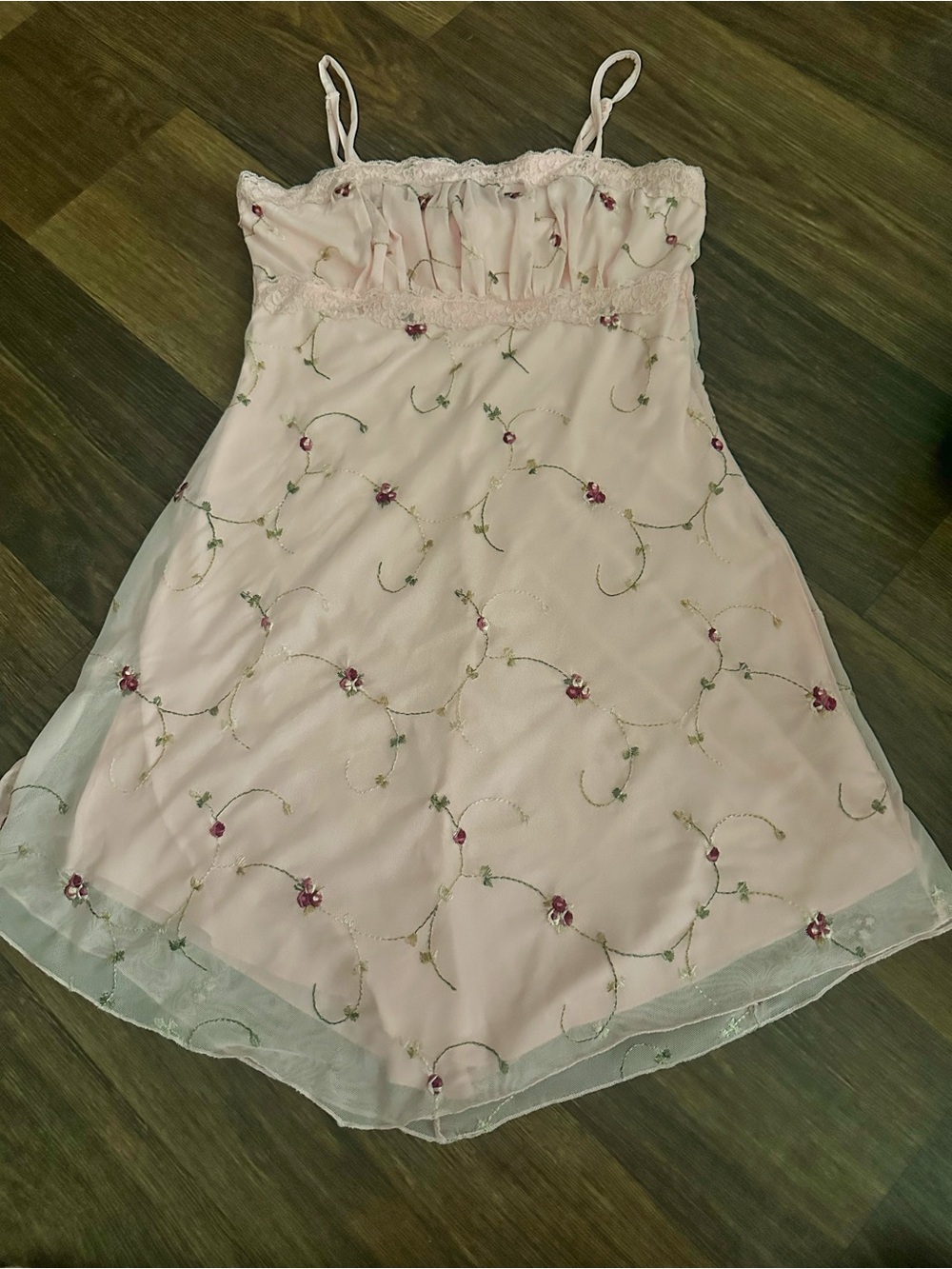 Delicate Pink Floral Embroidered slip dress